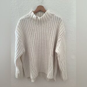 Nili Lotan White Mockneck Wool Oversized Sweater